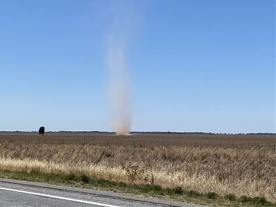 A whirlwind in a field